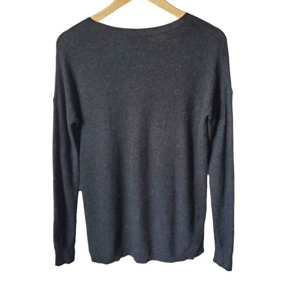 Madewell Warmlight knit Pullover Sweater Riubbed Charcoal Hi-Lo XS Wool - Picture 2 of 12